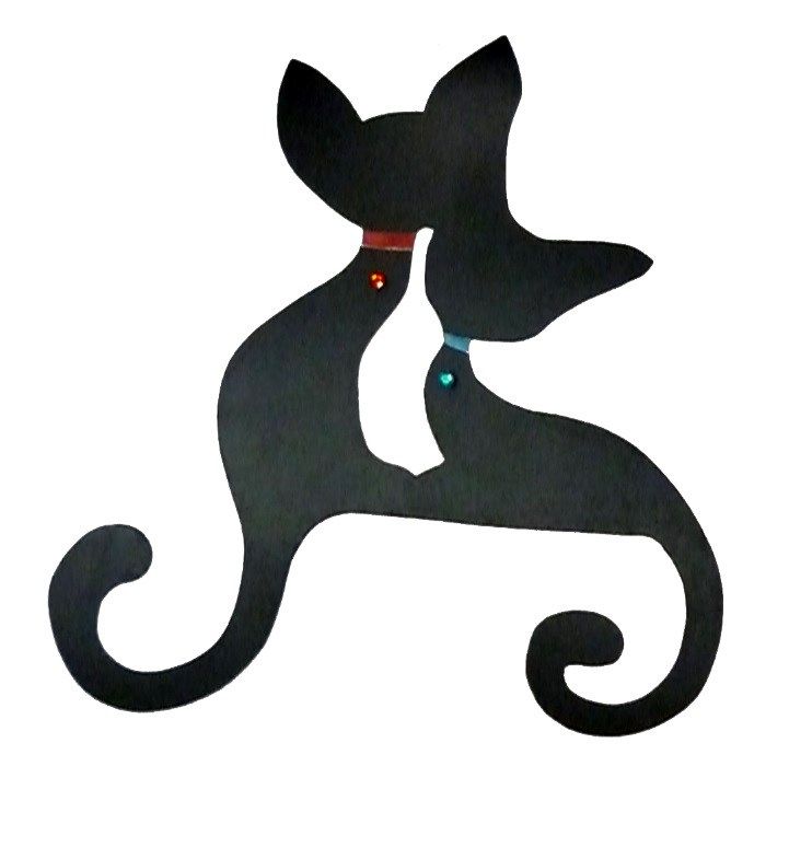 Sinal de parede ou de porta grande casal de gatos em abraçar um strasse 43x41 cm
