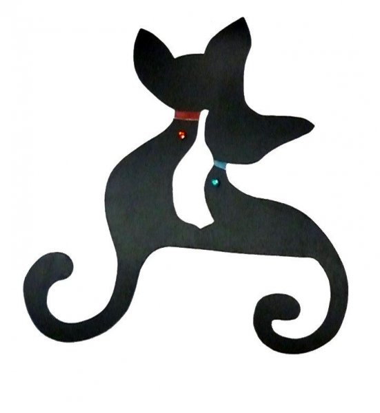 Sinal de parede ou de porta grande casal de gatos em abraçar um strasse 43x41 cm
