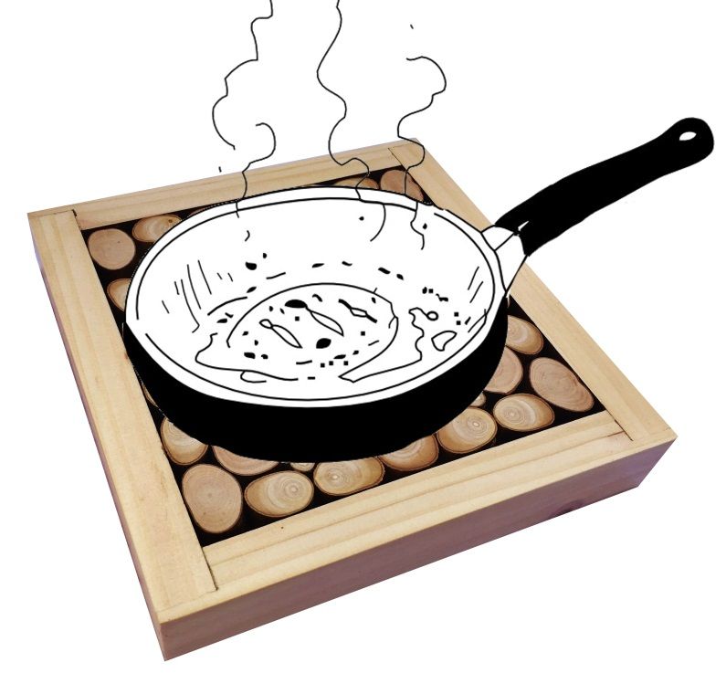 Tapete de mesa em madeira de avelã / lilás, reversível numa chávena com decoração de crepitação dourada