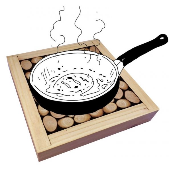 Tapete de mesa em madeira de avelã / lilás, reversível numa chávena com decoração de crepitação dourada