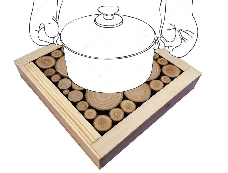 Tapete de mesa em toros de loureiro / madeira de avelã, reversível numa chávena com decoração de coração jacquard
