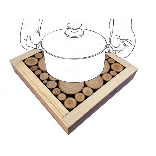 Tapete de mesa em toros de loureiro / madeira de avelã, reversível numa chávena com decoração de coração jacquard