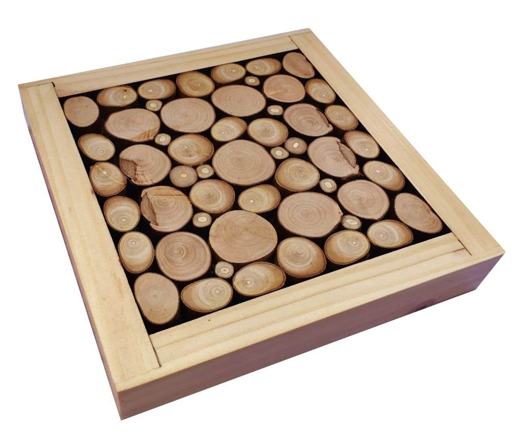 Tapete de mesa em madeira de avelã / lilás, reversível numa chávena com decoração de crepitação dourada