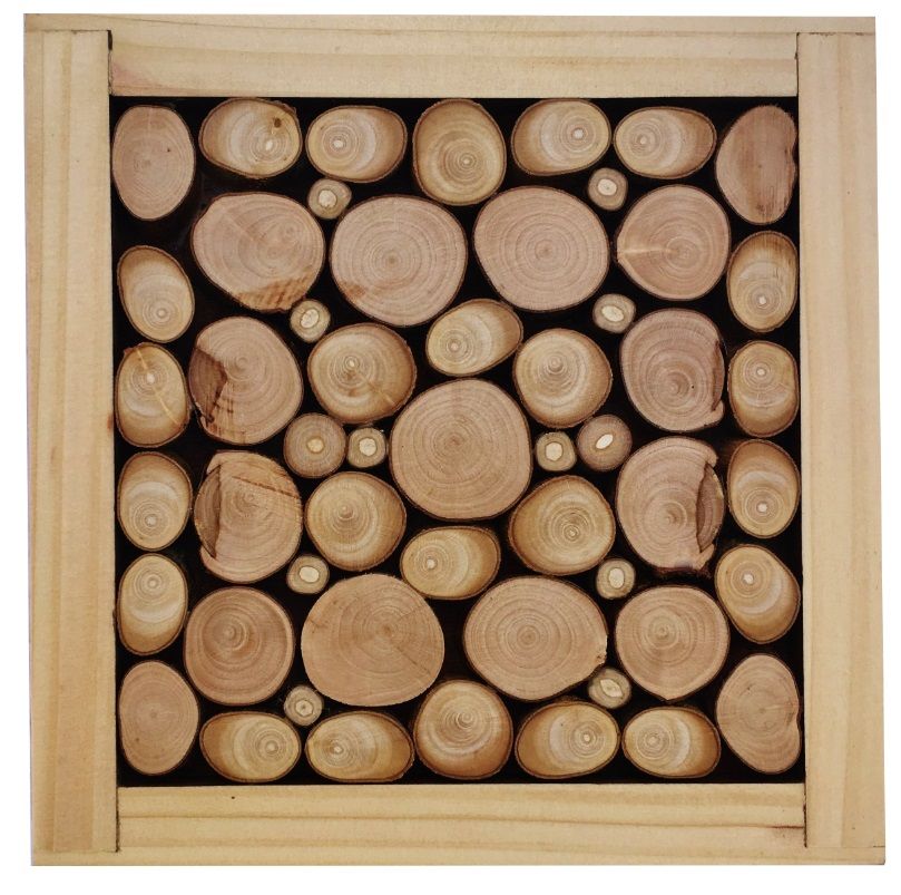 Tapete de mesa em madeira de avelã / lilás, reversível numa chávena com decoração de crepitação dourada
