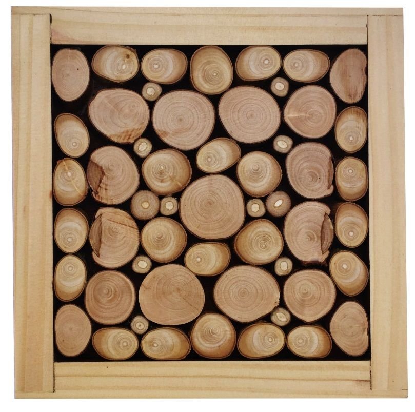 Tapete de mesa em madeira de avelã / lilás, reversível numa chávena com decoração de crepitação dourada
