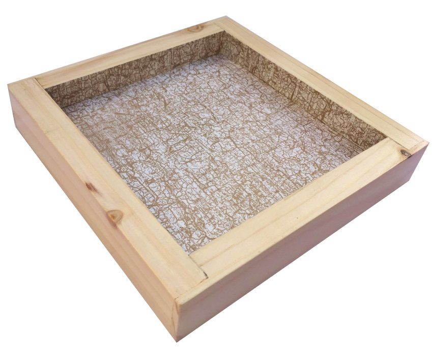 Tapete de mesa em madeira de avelã / lilás, reversível numa chávena com decoração de crepitação dourada
