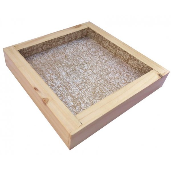 Tapete de mesa em madeira de avelã / lilás, reversível numa chávena com decoração de crepitação dourada