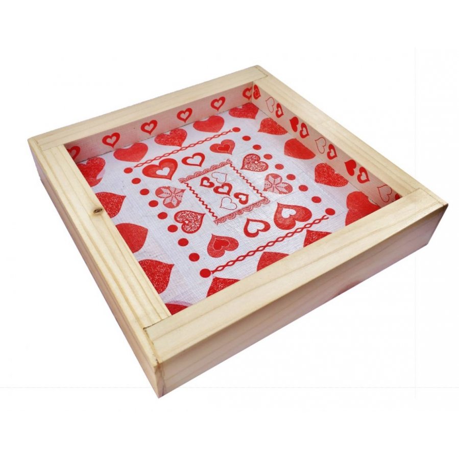 Tapete de mesa em toros de loureiro / madeira de avelã, reversível numa chávena com decoração de coração jacquard