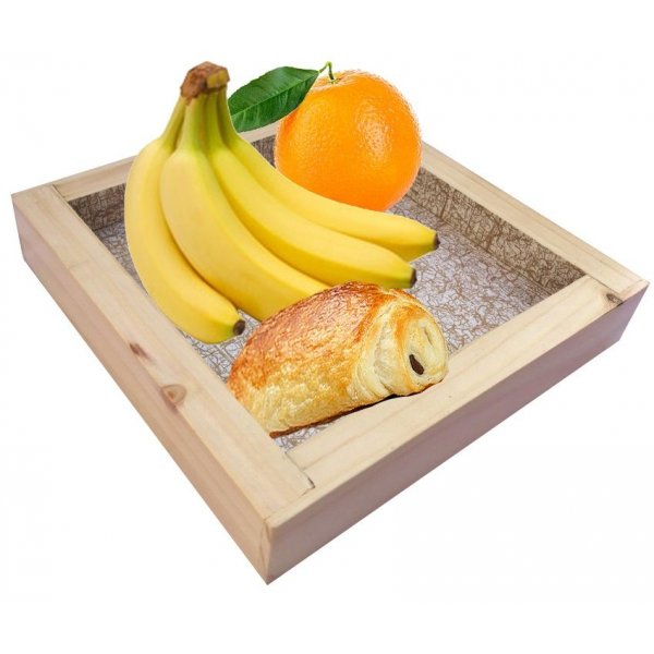 Tapete de mesa em madeira de avelã / lilás, reversível numa chávena com decoração de crepitação dourada