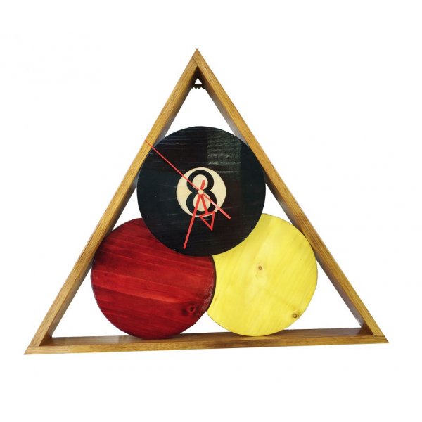 Rel&oacute;gio em madeira maci&ccedil;a de castanheiro e pinho modelo "bilhar