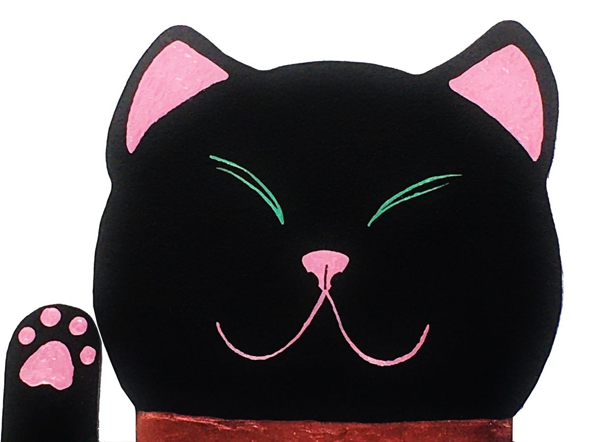 Relógio de madeira modelo "Maneki-neko" Gato chinês