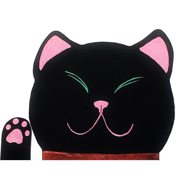 Rel&oacute;gio de madeira modelo "Maneki-neko" Gato chin&ecirc;s