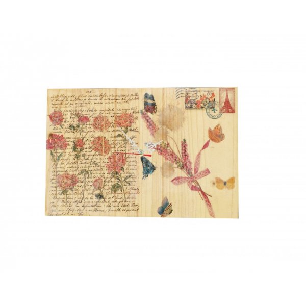 Rel&oacute;gio de parede rectangular decorado Cart&atilde;o postal Vintage