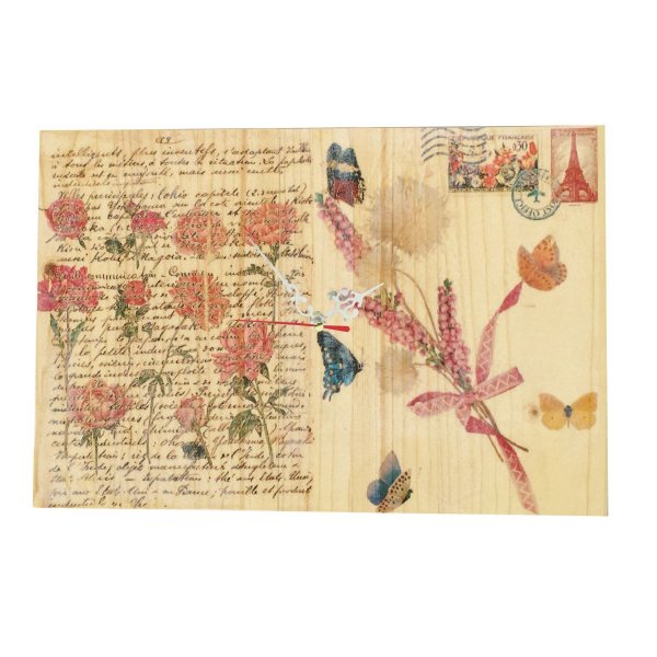 Rel&oacute;gio de parede rectangular decorado Cart&atilde;o postal Vintage