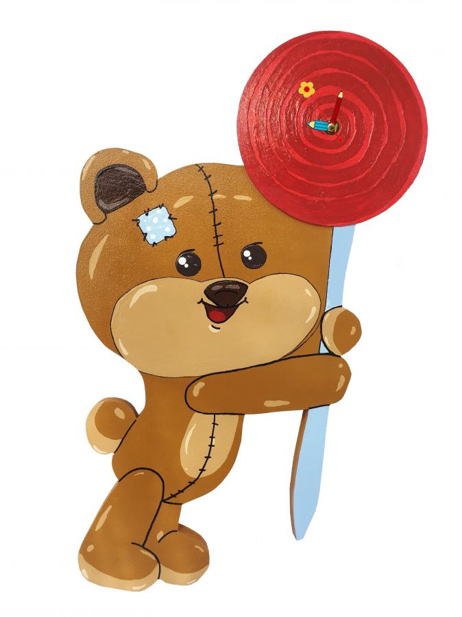 Relógio "urso de peluche e bombom" mdf criança