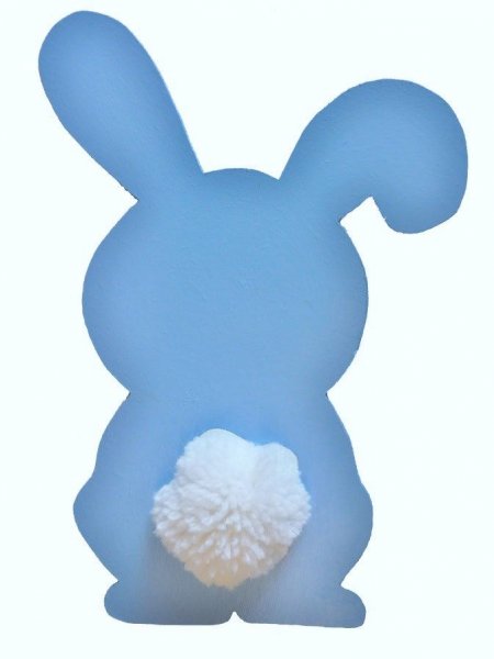 lapin bleu layette queue pompon en laine 29x20 cm gar&ccedil;on