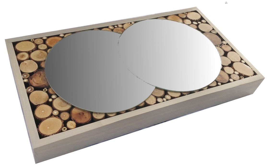 Espelho rectangular de tronco 39 x 20 cm cinzento