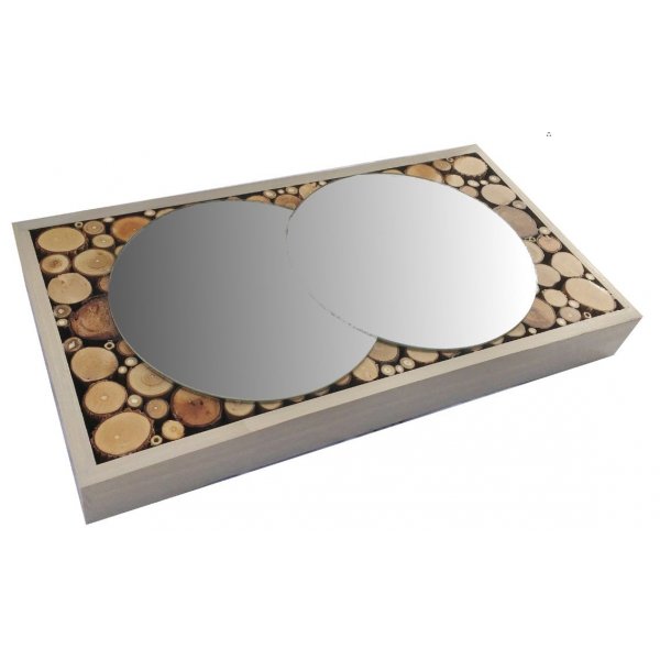 Espelho rectangular de tronco 39 x 20 cm cinzento