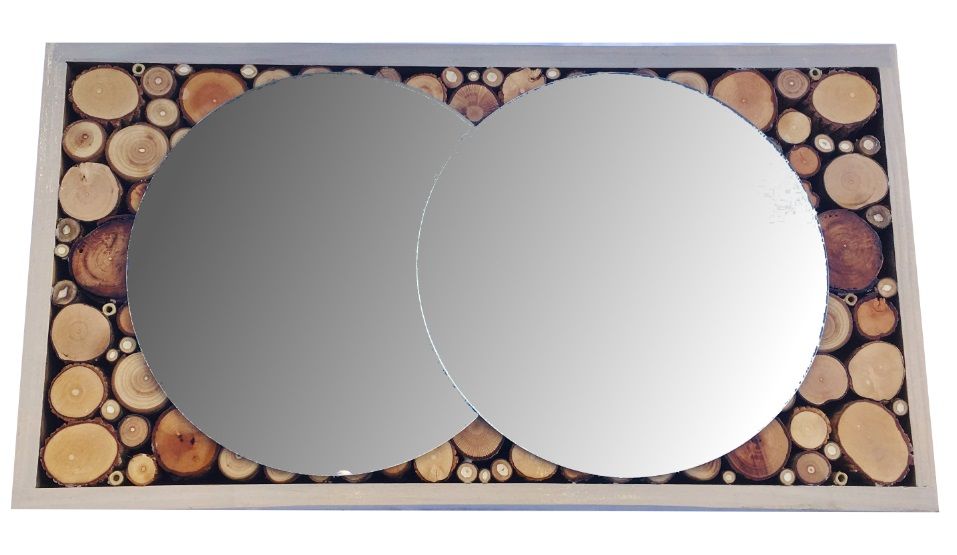 Espelho rectangular de tronco 39 x 20 cm cinzento