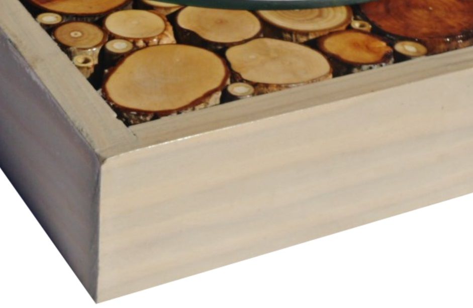 Espelho rectangular de tronco 39 x 20 cm cinzento
