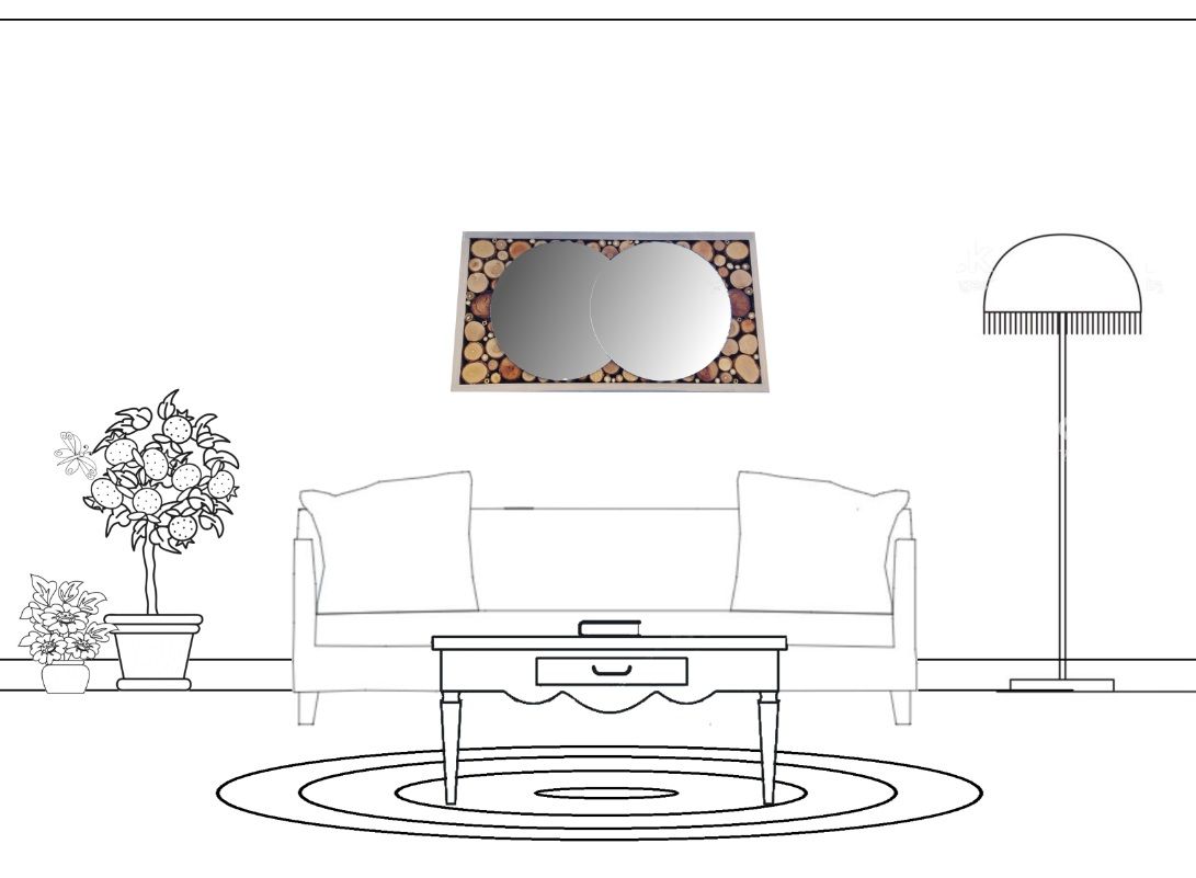 Espelho rectangular de tronco 39 x 20 cm cinzento