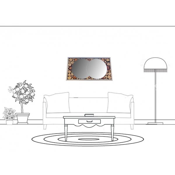 Espelho rectangular de tronco 39 x 20 cm cinzento