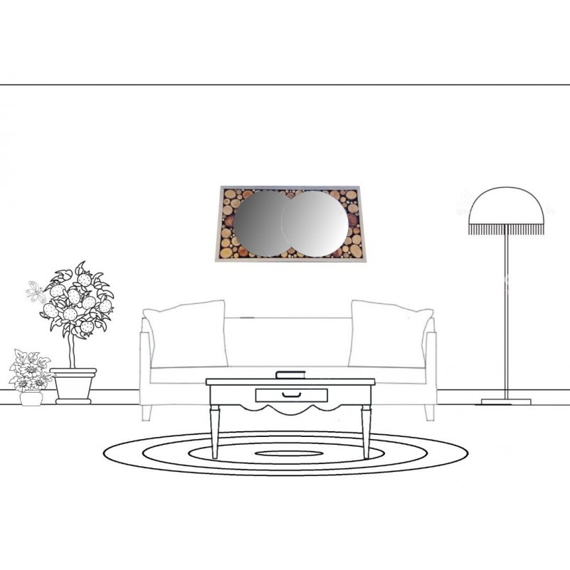 Espelho rectangular de tronco 39 x 20 cm cinzento