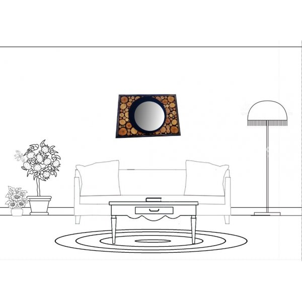 Espelho rectangular em madeira de &eacute;bano 31 x 22