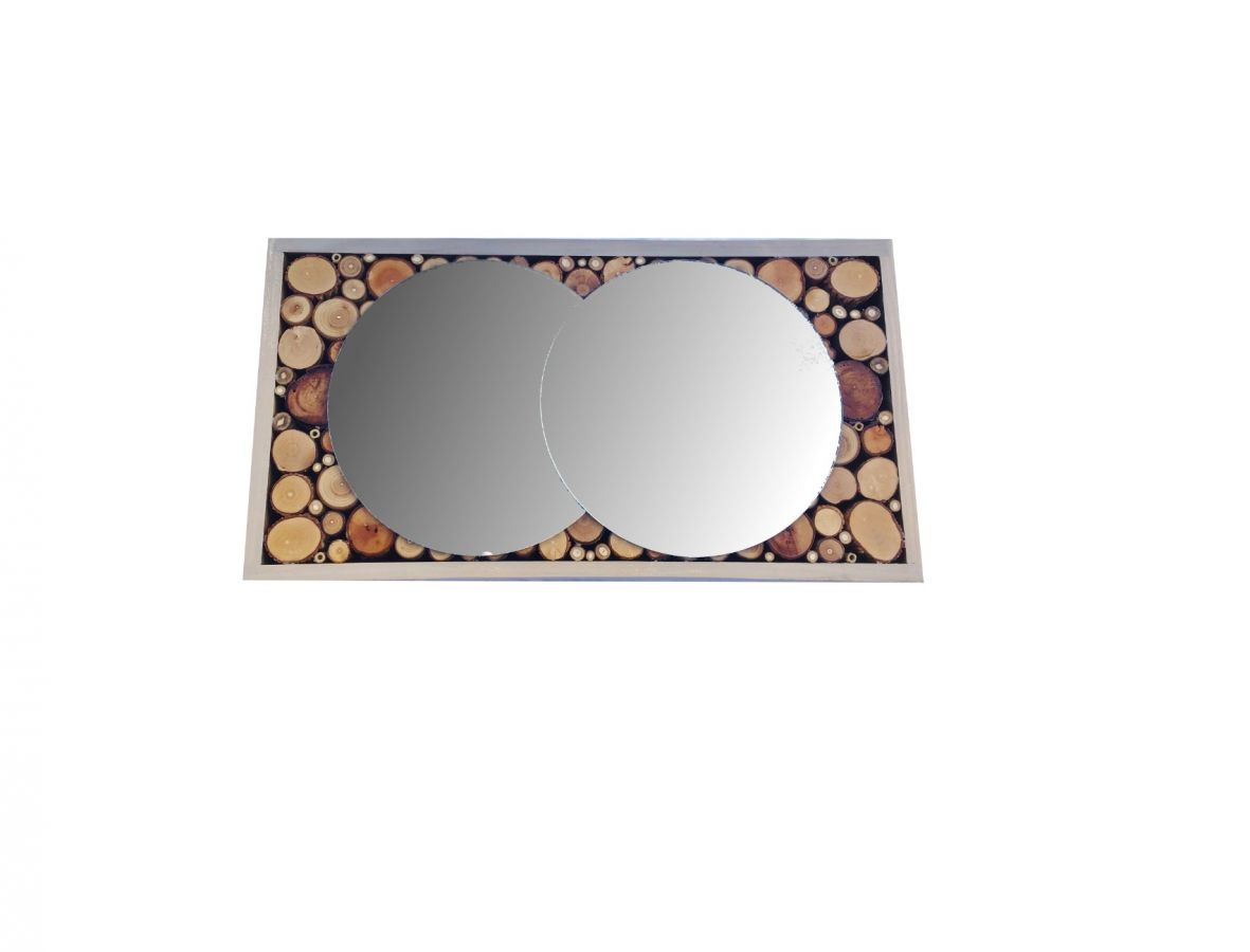 Espelho rectangular de tronco 39 x 20 cm cinzento