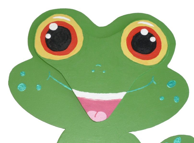 Modelo de parede ou placa de porta de madeira: manga de sapo chibi 21x20 cm verde