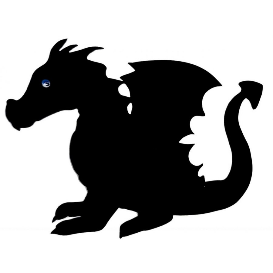 Modelo de parede ou placa de porta de madeira: criança dragão 40x28 cm preto