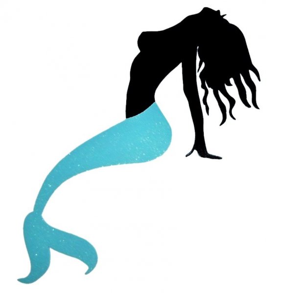 Modelo de parede ou placa de porta de madeira: sereia de duas cores com lantejoulas 24x53 cm 