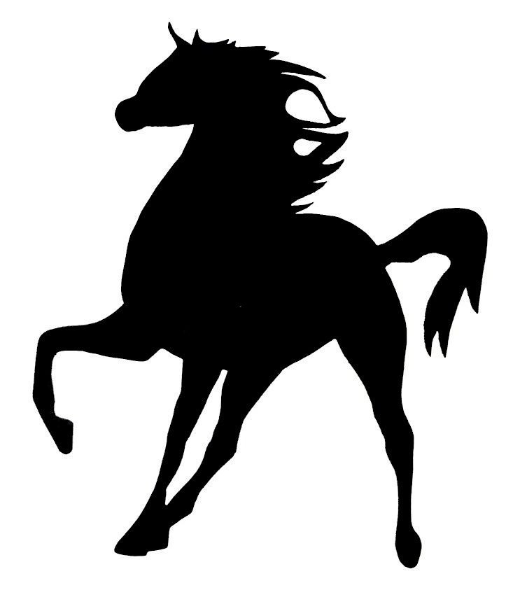 Modelo de parede ou placa de porta de madeira: cavalo galopante 37x47 cm preto