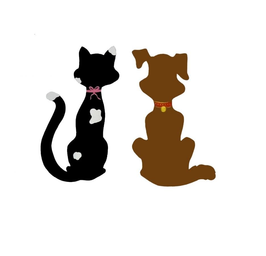 Casal de gato e cão como decoração de parede 