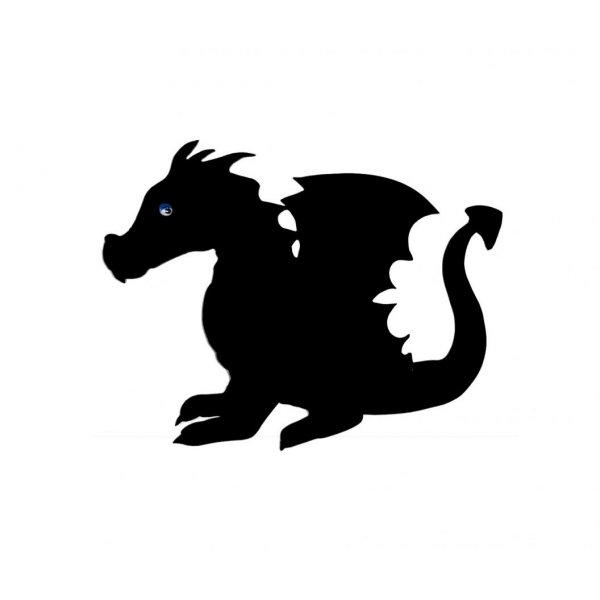 Modelo de parede ou placa de porta de madeira: crian&ccedil;a drag&atilde;o 40x28 cm preto