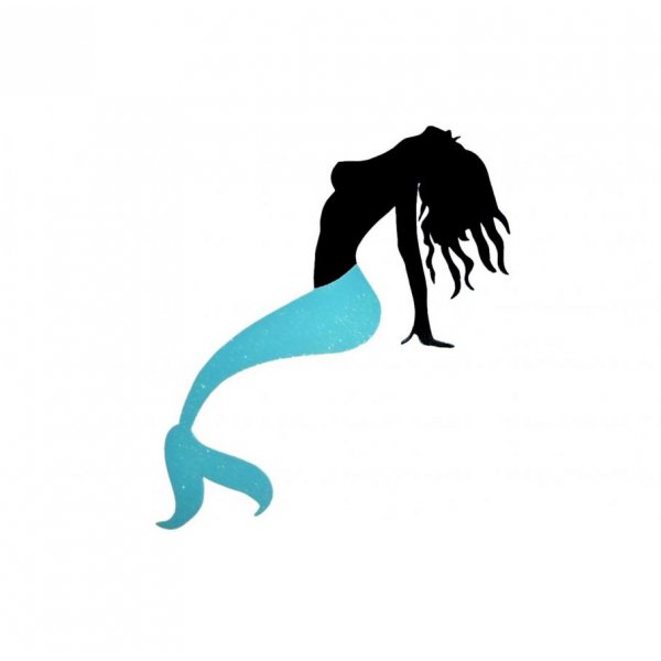 Modelo de parede ou placa de porta de madeira: sereia de duas cores com lantejoulas 24x53 cm 