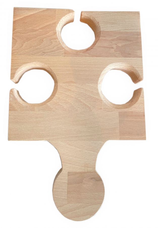 Tábua de corte de madeira de faia natural Fsc Model Puzzle Piece 3 Glass Slot