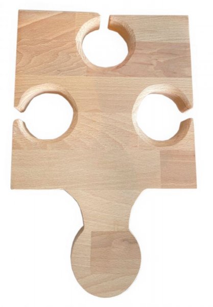 T&aacute;bua de corte de madeira de faia natural Fsc Model Puzzle Piece 3 Glass Slot