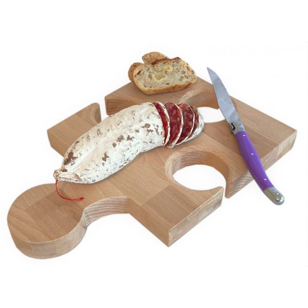 T&aacute;bua de corte de madeira de faia natural Fsc Model Puzzle Piece 3 Glass Slot