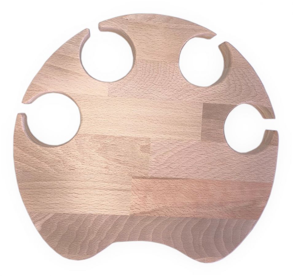 Tábua de corte de madeira de faia natural FSC com modelo de pata de gato para 4 copos de aço