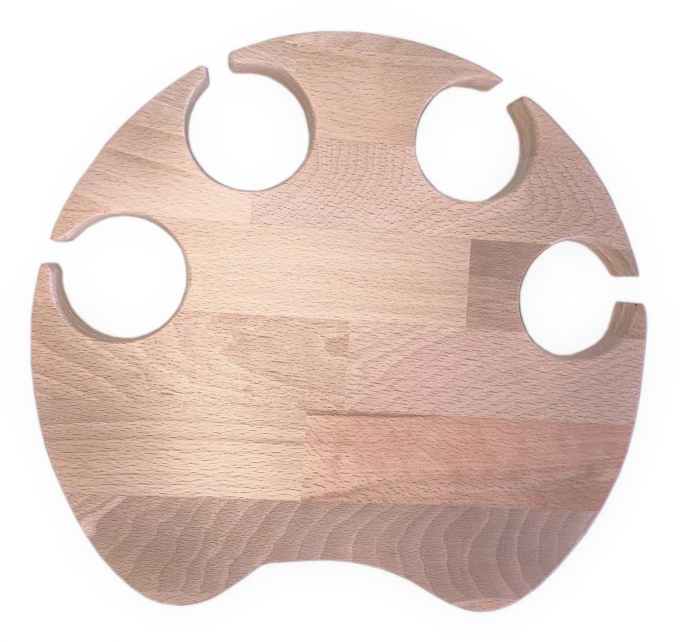 Tábua de corte de madeira de faia natural FSC com modelo de pata de gato para 4 copos de aço