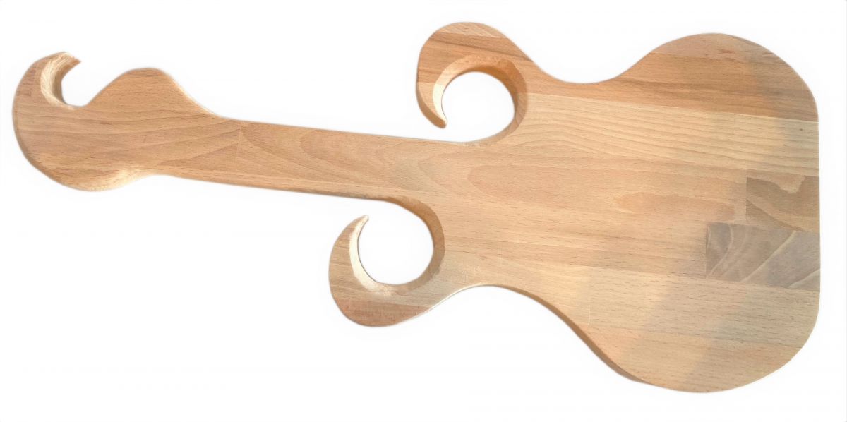 Tábua de corte de madeira de faia natural FSC modelo de guitarra para 2 copos