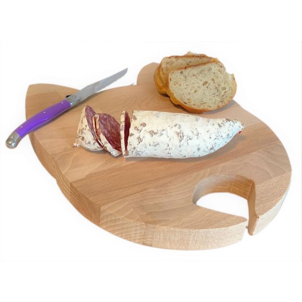 Planche &agrave; d&eacute;couper sp&eacute;cial ap&eacute;ro en bois de h&ecirc;tre naturel FSC model t&ecirc;te de chat