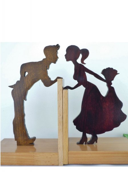 Serre Livres en Bois Massif &laquo; Les fianc&eacute;s &raquo; En h&ecirc;tre 