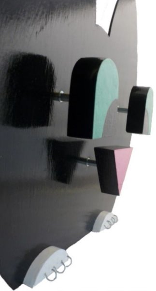 De volta &agrave; escola em modelo de madeira: l&aacute;pis de gato malicioso Panela e bengaleiro de parede com 3 ganchos + chaveiro