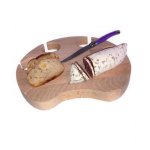 Tábua de corte de madeira de faia natural FSC com modelo de pata de gato para 4 copos de aço