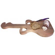 Tábua de corte de madeira de faia natural FSC modelo de guitarra para 2 copos