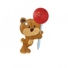 Relógio 'urso de peluche e bombom' mdf criança