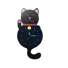 Relógio de madeira modelo 'Maneki-neko' Gato chinês