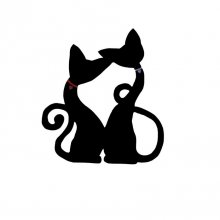 Modelo de parede ou placa de porta de madeira: casal gato grande abraço coração 46x40 cm preto